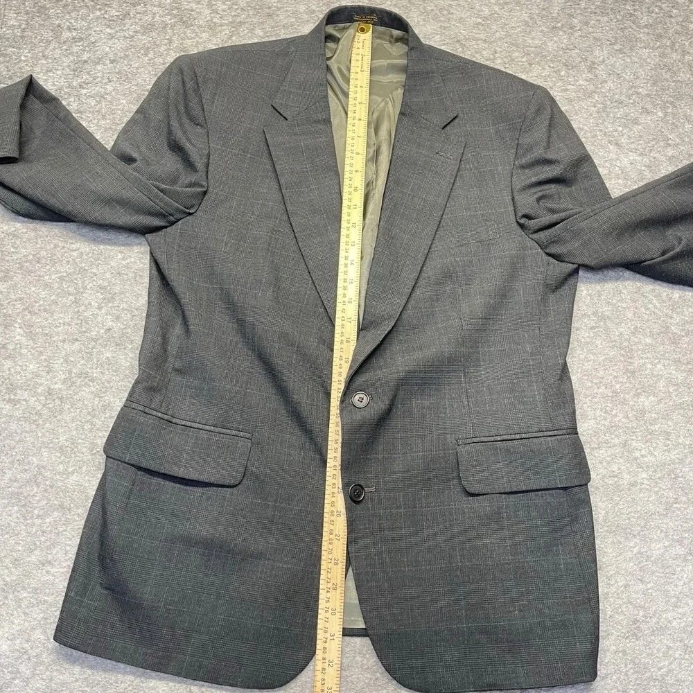 Hill & Archer Blazer Mens 44R Glen Plaid Two Button Gray Check Jacket